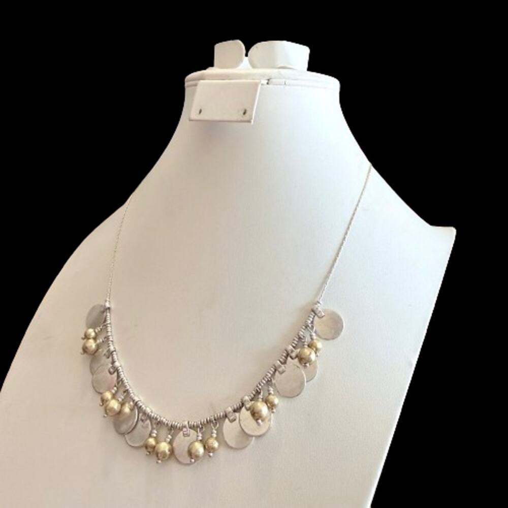Lucky Brand Mixed Metal Silver & Gold Beaded Lariat Necklace - Picture 8 of 8